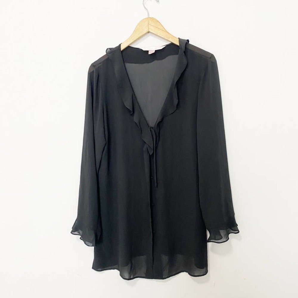 Victoria's Secret Sheer Black Long Sleeve Slip Size Large